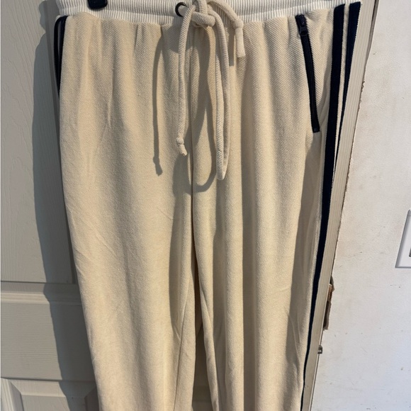 Faherty Richie Jogger Pants CREAM w/ NAVY BLUE Stripes Large - Picture 4 of 14